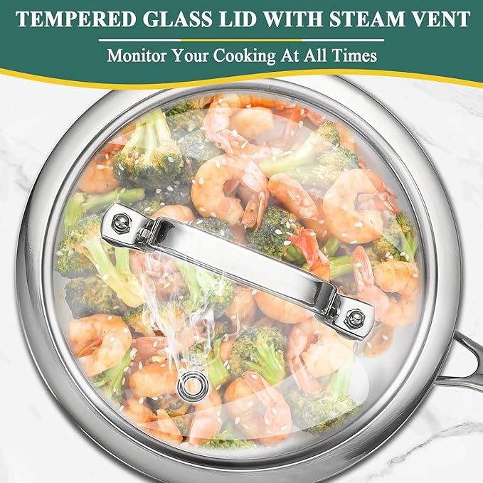 DELARLO Kitchen Pot Set, Tri-Ply Stainless Steel Saucepan Set, 1.0QT 2QT 3.5QT, Cooking Set, Fast Even Heat, Saucepan set Compatible with all Cooktops 600?됵펷Lids 300?됵펹3.5QT Pot with a Steamer