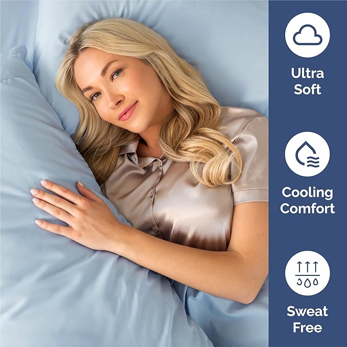 Twin 4 Piece Sheet Set - Cooling & Breathable Bed Sheets - Hotel Luxury Bed Sheets for Women, Men, Kids & Teens - Comfy Bedding w/Deep Pockets & Easy Fit - Soft & Wrinkle Free - Twin Sky Blue Sheets