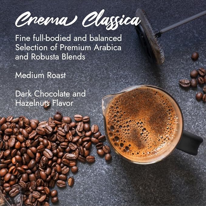 Caff챔 Borbone Whole Bean Coffee, Crema Classica, Medium Roast, Arabica and Robusta Blend - Roasted and Freshly Packaged in Italy - 2.2 Pound Bag (pack of 6)