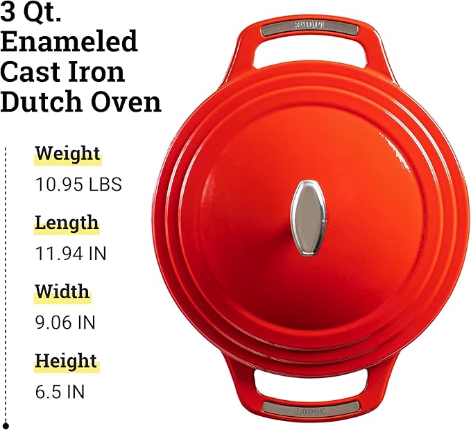 Lodge USA Enamel Dutch Oven, 3 qt., Red