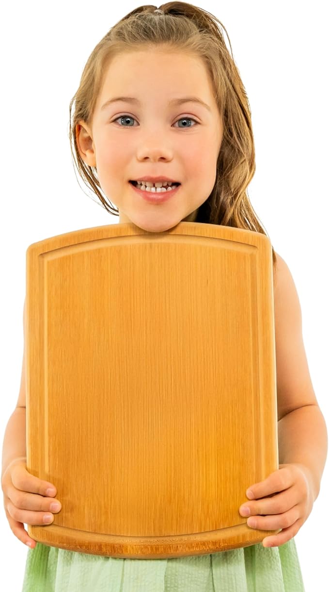 Small Bamboo Cutting Board ??12 Inch Wood Cutting Boards for Kitchen with Glue-Free Surface??& Juice Groove ??Non-Toxic, FSC-Certified, Durable Wooden Chopping Board