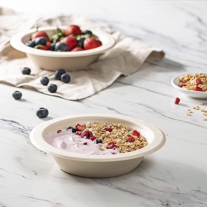 GUSTO [Case of 750 16 oz Heavy-Duty 100% Compostable Kraft Paper Soup Bowls ??Eco-Friendly Disposable Sugarcane (Formerly Comfy Package)