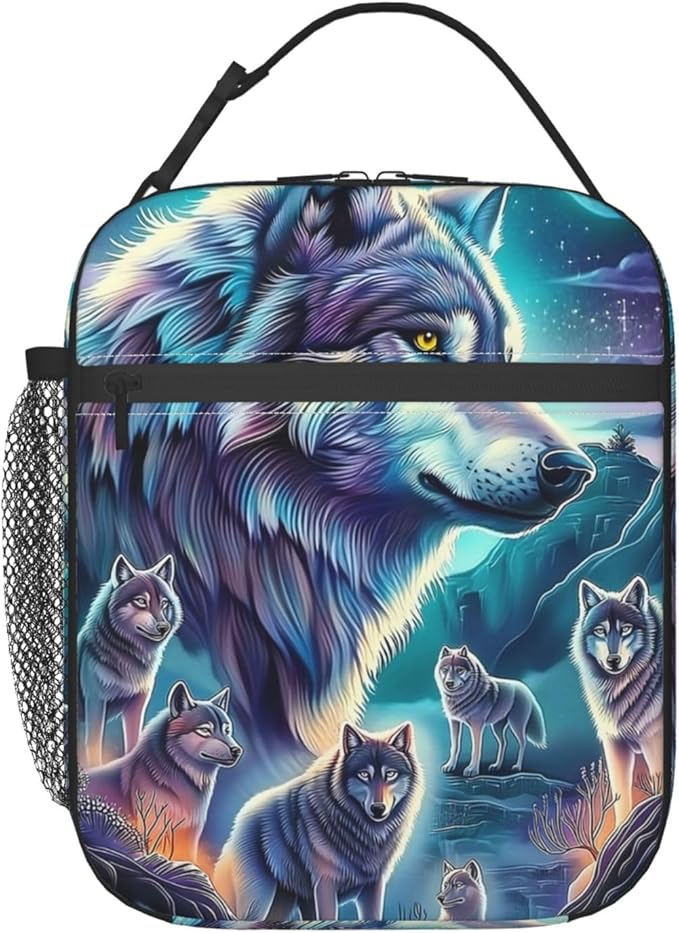 VANZEV Wolf Lunch Box for Adults Women Girls Boys Kids Animal Lunch Box Insulated Cooler Reusable Lunch Bag Container Gifts for Work Office Picnic Travel School