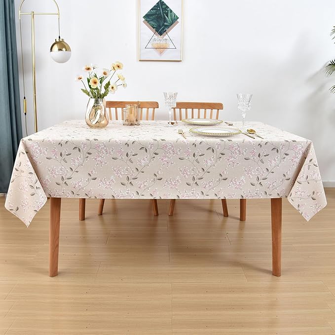 LOHASCASA Vinyl Oilcloth Tablecloth Rectangle Wipeable Peva Waterproof PVC Heavy Duty Stainproof Spillproof Large Tablecloth Farm Thanksgiving Banquet BBQ 9 ft 54 x 108 Inch
