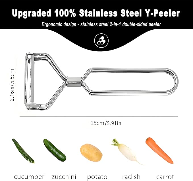 Sokalchw Best Vegetable Carrot Potato Peelers for Kitchen, Just Like Mom's old steel Fruits Peeler (Double Blade)