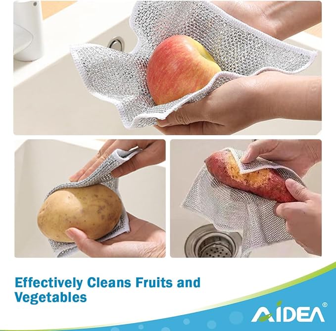 AIDEA Non Scratch Wire Dishcloth 24PK, Wire Dishwashing Rag for Wet and Dry, Washable Dish Rags No Odor, Cleaning Pads Steel Scrubber for Cookware, Sinks, Dishes, Stove Tops, 7"횞8"