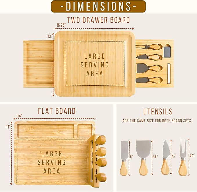Personalized Bamboo Charcuterie Board Set with Accessories ??Large Serving Tray with Knives & Smooth Surface for Cutting or Serving, Present for Wedding, Christmas, Anniversary, Housewarming Gift