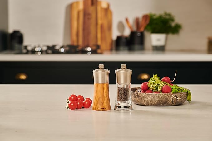 Cole & Mason Bromley Salt Mill, 6" - Salt Grinder with Ultra-Sharp Grinding Mechanism - Flavor-Enhancing Salt Shaker - Refillable Mill with Adjustable Grinding - Olive Wood, Salt Mill