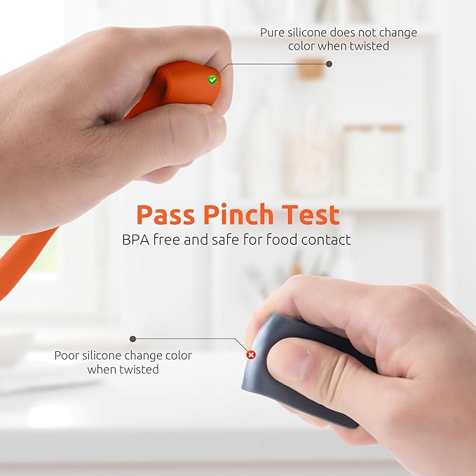 U-Taste Skinny Silicone Jar Spatula: 600쨘F Heat-Resistant Food-Grade 10in Long Narrow Sourdough Stirring Stick, Seamless Flexible Peanut Butter Spreader for Scraping Icing Bread Cream, Jam (Orange)