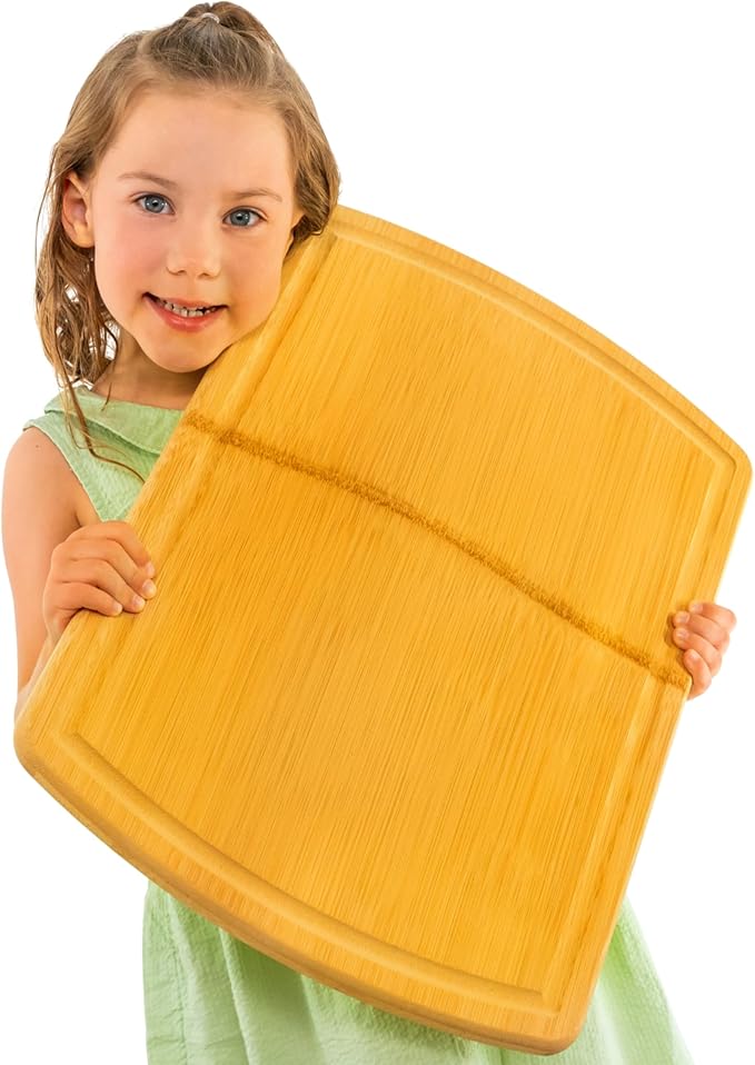 Greener Chef 20 Inch Bamboo Cutting Board Featuring Super-Sized Glue-Free Surface????Heavy Duty Butcher Block for Safe Meal Prep, Chopping & Carving with Lifetime Replacements
