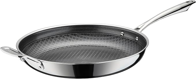 Cuisinart FusionElite+ Nonstick Tri-Ply Stainless Steel Skillet, 12??Skillet Frying Pan with Helper, PURELYSEAR Ceramic Nonstick Technology, Scratch Proof, Cool Grip Handles, Dishwasher Safe
