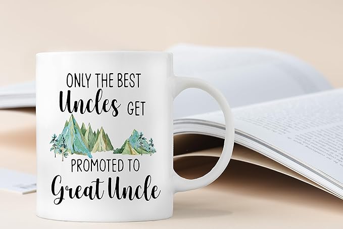 QASHWEY Uncle Mug, Uncle Gifts, Uncle Coffee Mugs, Great Uncle Mug, Great Uncle Mug Tea Cup Gifts for Uncle, Promoted to Great Uncles Coffee Cups Ceramic 11oz