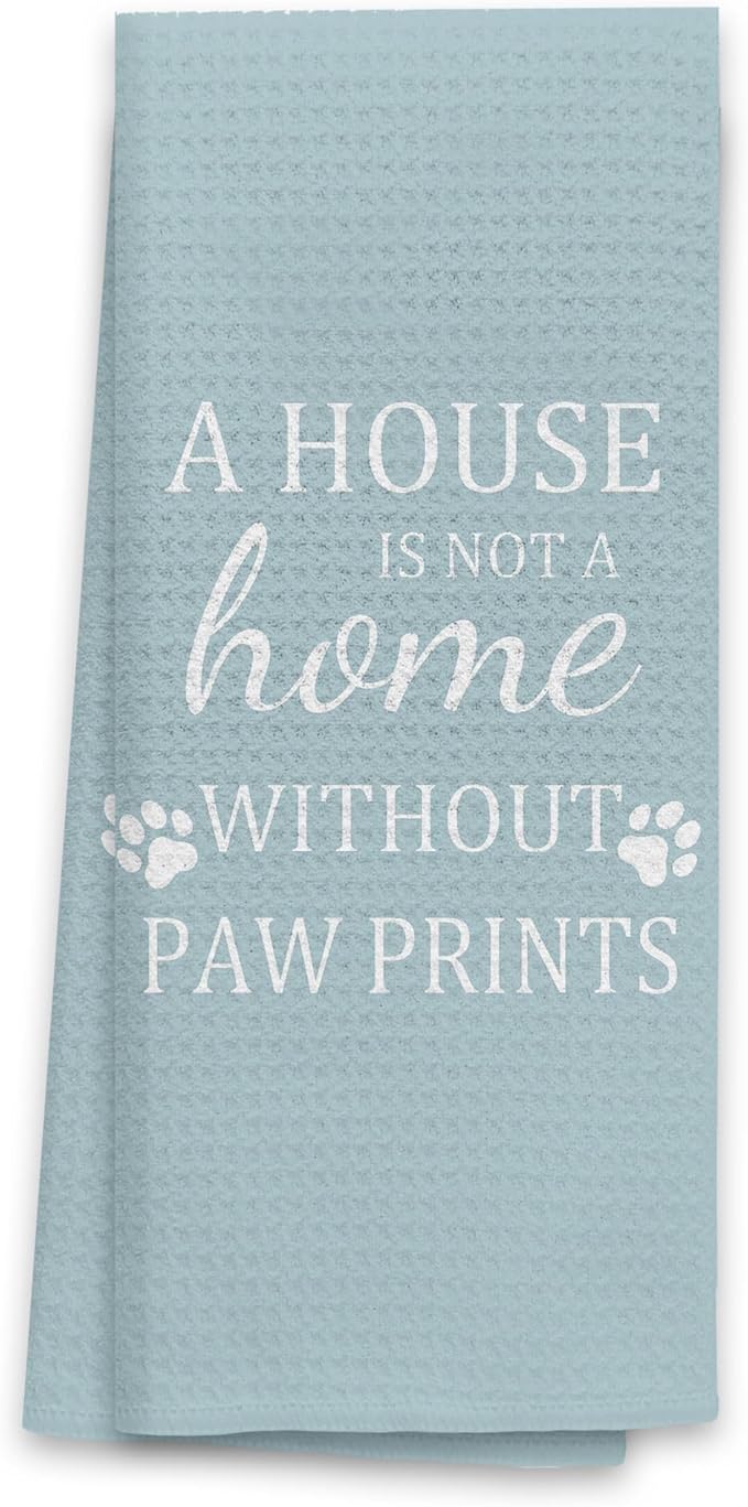 TNUW Dog Kitchen Towels 16?냉?4?? Dog Decorations for The Home,A House is Not A Home Without Paw Prints Soft and Absorbent Kitchen Tea Towel Dish Towels Hand Towels, Dog Lovers Gifts for Women(Blue 1)