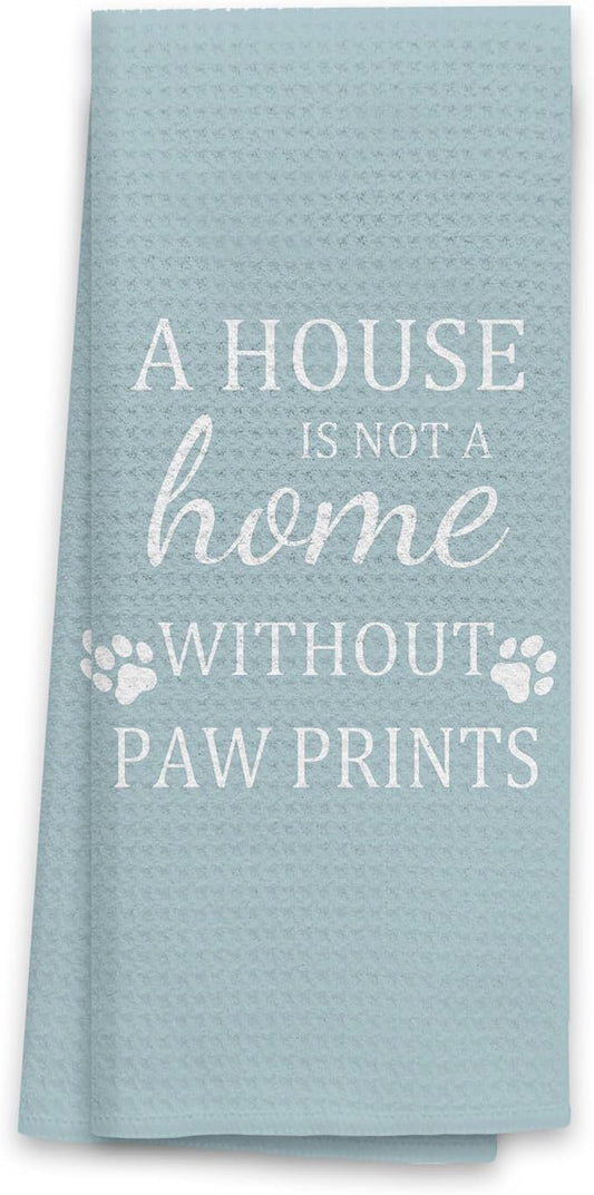 TNUW Dog Kitchen Towels 16?냉?4?? Dog Decorations for The Home,A House is Not A Home Without Paw Prints Soft and Absorbent Kitchen Tea Towel Dish Towels Hand Towels, Dog Lovers Gifts for Women(Blue 1)