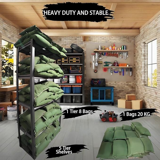 Storage Shelving Unit Adjustable Heavy Duty Garage Shelves 6-Tier Metal Organizer Utility Rack for Kitchen Pantry Basement Pantry Warehouse Laundry Black 83" H x 54.8" W x 23.2" D 3600LBS