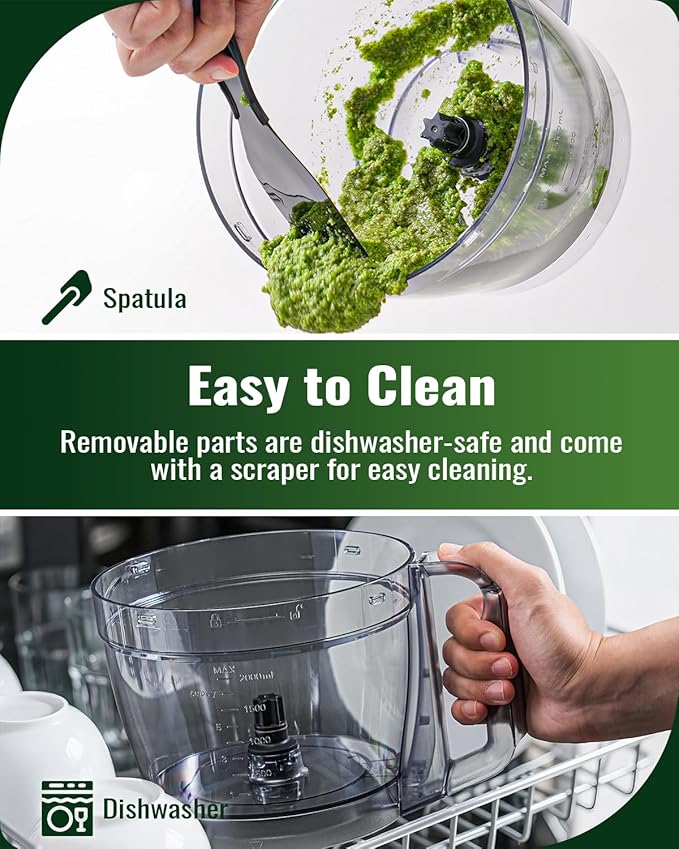 TWOMEOW Food Processor, 4 Programs & Pulse,1000W Max Power,12 Cups Total Volume for Slicing, Mincing, Dicing, Shredding, Puree, Dough and Vegetable Chopper Clean Bowl Scraper, Stainless Steel