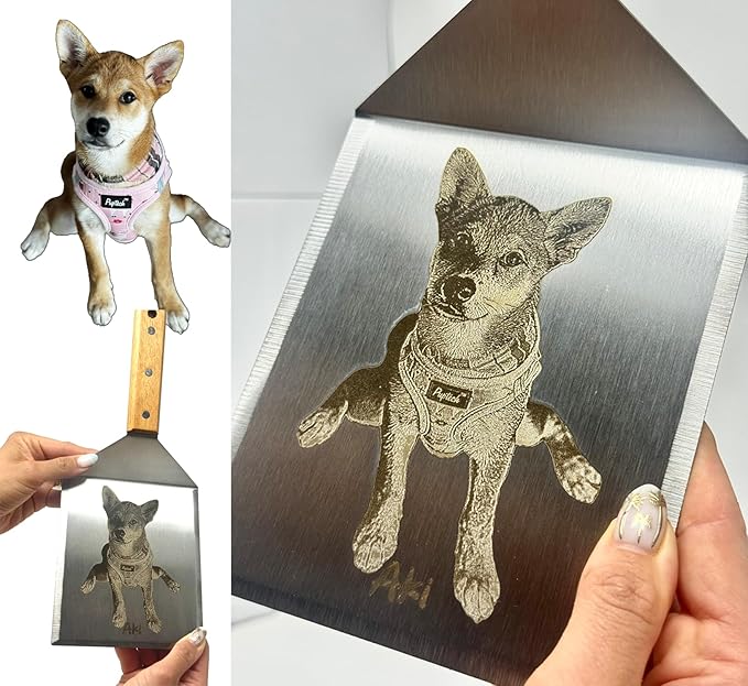 Dog Stainless Steel Spatula for Holiday Personalized Engraved Dog Cat Portrait with Name Pet Gift Pet Memorial Kitchen Grilling Spatula