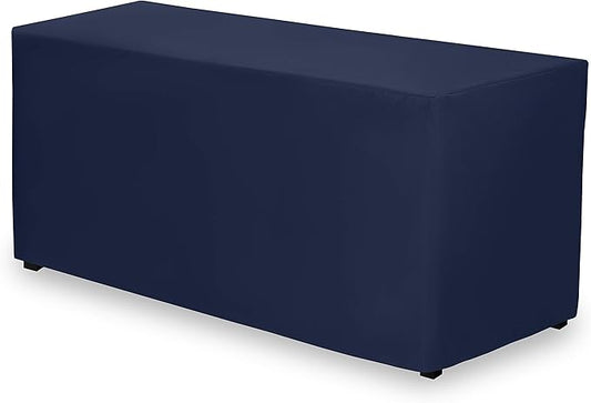 Gee Di Moda Fitted Tablecloth - 72 x 30 Inch Navy Blue Floor-Length Fitted Table Cloth for 6 Foot Rectangle Table, Heavy Duty Washable Fabric for Parties, Dinner, Weddings, Baby Shower & Trade Show