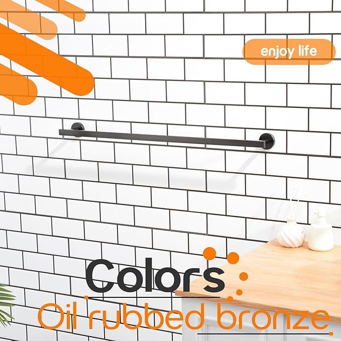 32 Inch Bathroom Towel Bar Bath Towel Rack Kitchen Towel Holder Long Towel Rails Wall Mounted SUS304 Stainless Steel Oil Rubbed Bronze AN4001ORB-L32