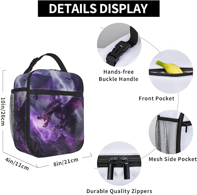 VANZEV Dragon Lunch Box for Adults Women Girls Boys Kids Animal Lunch Box Insulated Cooler Reusable Lunch Bag Container Gifts for Work Office Picnic Travel School
