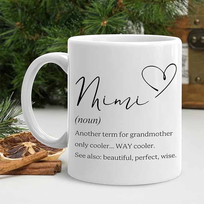 Mimi Grandma Mug, Mimi Gifts for Grandma Coffee Cup Ceramic, Grandmother Gifts from Grandkids for Birthday Christmas Ceramic Coffee Tea Mug 11 oz