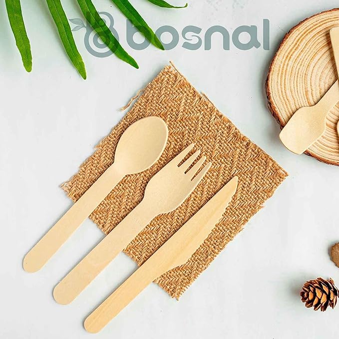 BOSNAL 10 inch & 7 inch Round Plates with 16 oz Bowls & Cutlery ??100% Plant-Based Sugarcane Bagasse, Eco-Friendly Disposable Dinnerware for Hot & Cold Meals, Microwave Safe, Durable & Compostable