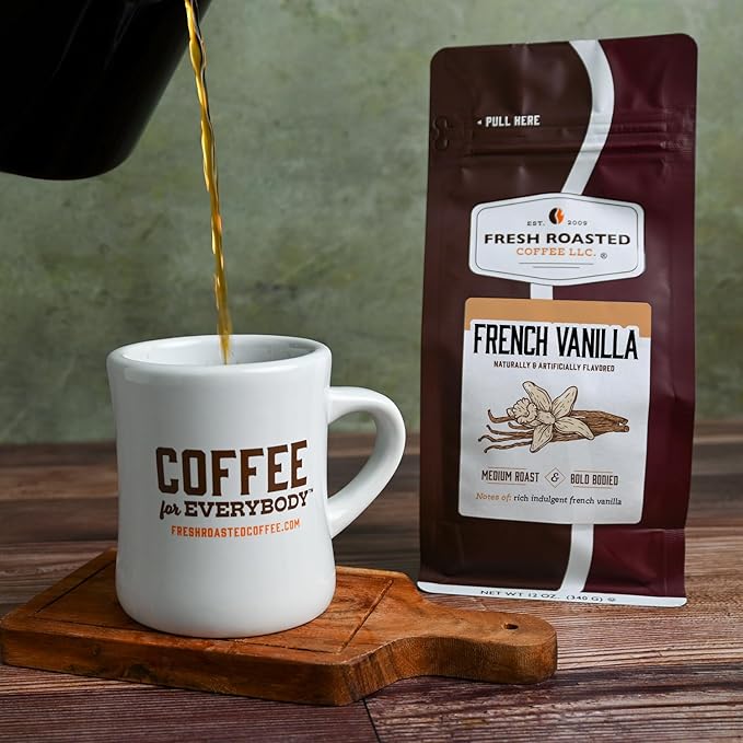 Fresh Roasted Coffee, French Vanilla Flavored Coffee, 12 oz, Medium Roast, Kosher, Ground