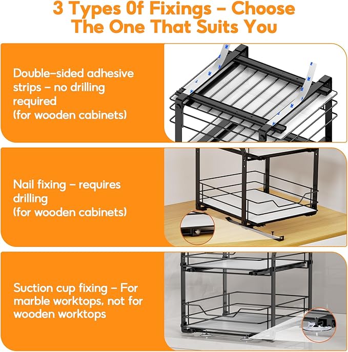 Spice Rack Organizer for Cabinet, 2 Tier Vertical Pull Out Spice Rack ??Heavy Duty Metal Spice Organization for Cabinet, 40-Jar Capacity, Height Adjustable Cabinet Organizer (9"W횞10.5"D횞9"H, Black)