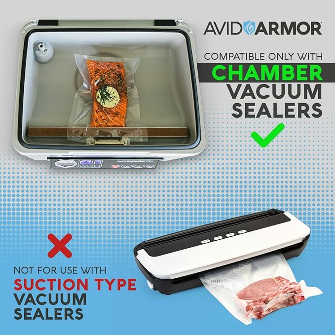 Avid Armor Chamber Vacuum Sealer Bags ??6x10" & 8x12" ??280 Pack ??Heavy Duty Commercial Grade, BPA-Free Pouches for Sous Vide, Food Preservation, Meat Storage, Freezing, and Long-Term Storage