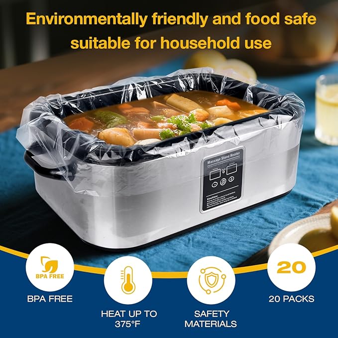 Electric Roaster Liners 34x18 Inch, 20 Count Disposable Roaster Liners Fits 16-22 Qt Roasters, Roaster Pan Oven Liners Plastic Cooking Bags for Instant Cleanup