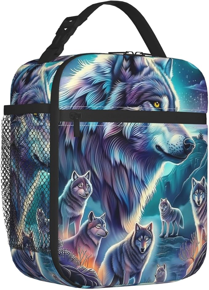 VANZEV Wolf Lunch Box for Adults Women Girls Boys Kids Animal Lunch Box Insulated Cooler Reusable Lunch Bag Container Gifts for Work Office Picnic Travel School