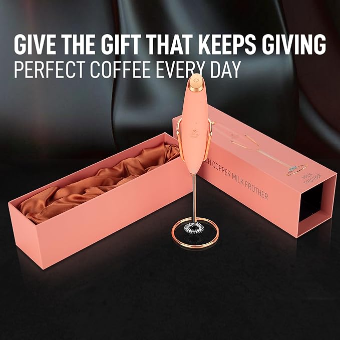 Zulay Kitchen Executive Series Luxury Gift Milk Frother with 4 Duracell Batteries ??Handheld Electric Foam Maker for Coffee, Lattes & Hot Chocolate ??Deluxe Finish, Ultimate Gift for Coffee Lovers