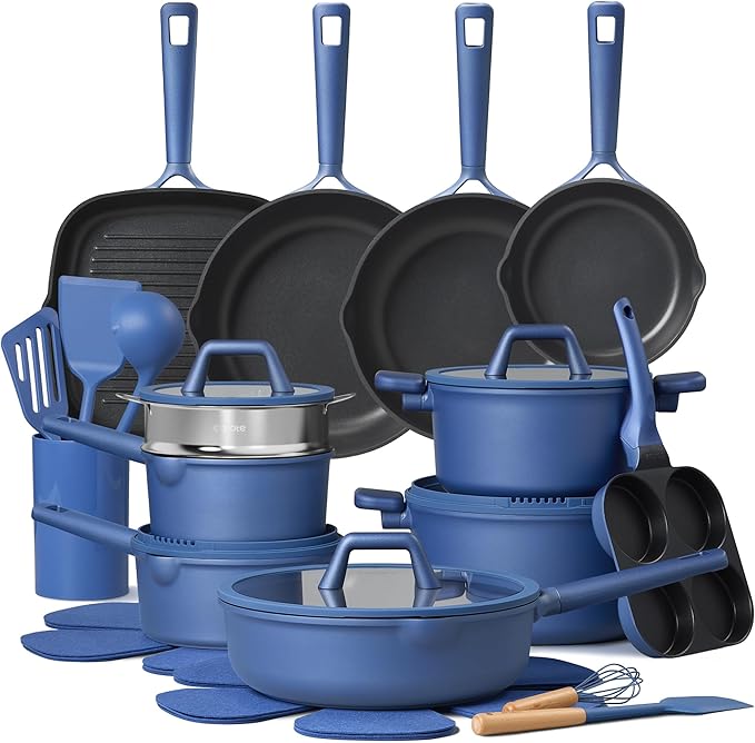 CAROTE 31PCS Pots and Pans Set, Nonstick Cookware Set Kitchen Non Stick Induction Cookware Non-toxic Granite Cooking set