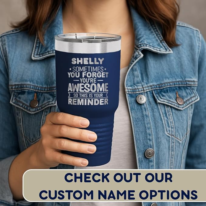 Spotted Dog Company Inspirational Tumbler, Inspirational Gifts for Men Dad Father Wife Sister Women, Birthday For Him Her, You?셱e Awesome Tumbler, Teacher Coworker Gifts 30oz Navy Blue