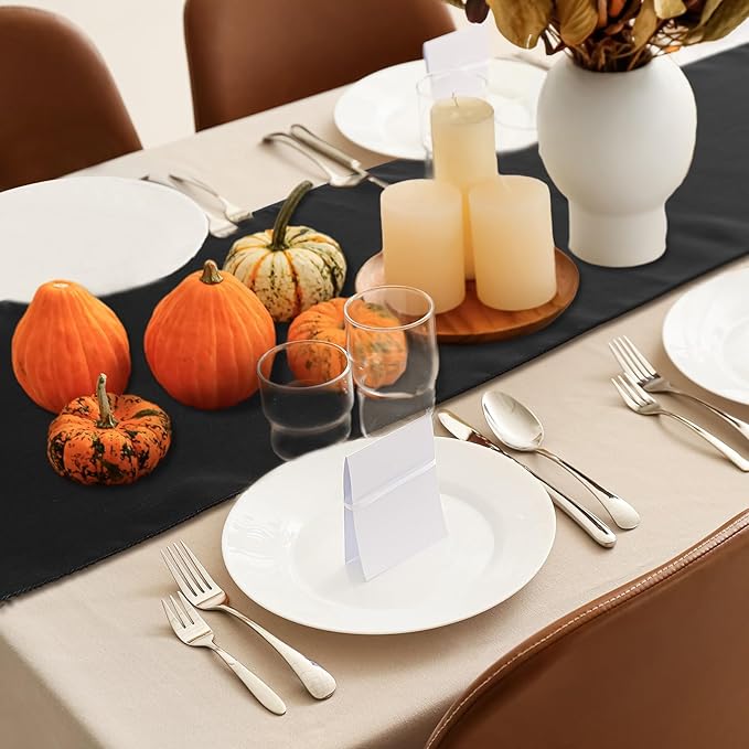 Bencailor 24 Pcs Black Satin Table Runner Bulk 12 x 108 Inches Long Table Runners Bright Smooth Fabric Tablecloth for Wedding Banquet Birthday Valentines St Patrick's Day Party Decorations