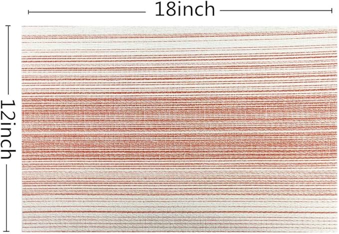 Placemat,Blending Color Durable Woven Vinyl Placemat Washable Heat-Resistant Anti-Skid Kitchen Dining Table Mats (Set of 4, Red with White)
