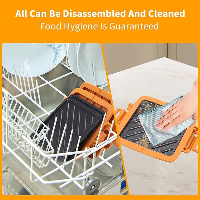 Microwave Sandwich Maker, Heat-Resistant Silicone Rubber Shell, Advanced HeatWave Technology, Non-Stick Plates, Easy to Clean, Makes Toast, Sandwiches, Paninis, Patties (Orange)