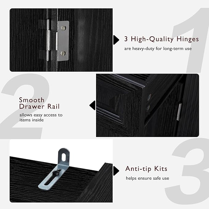 Ball & Cast 71?쿟all Farmhouse Kitchen Pantry Cabinet with 3 Pull Out Shelves & 2 Large Drawers,Versatile Pantry Storage Cabinet w/ 6 Door Shelf & Adjustable Shelves for Kitchen,Dining Room,Black