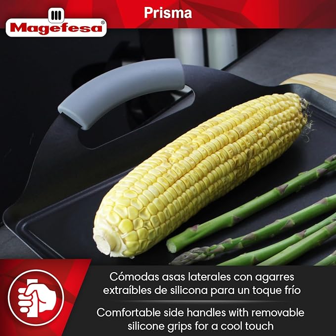 Magefesa Prisma 10.8-inch Teppanyaki Griddle Pan, made of 18/10 Stainless Steel, Triple Layer Nonstick Coating, Suitable for all types of Stovetops, Dishwasher & Oven Safe up to 392 쨘F
