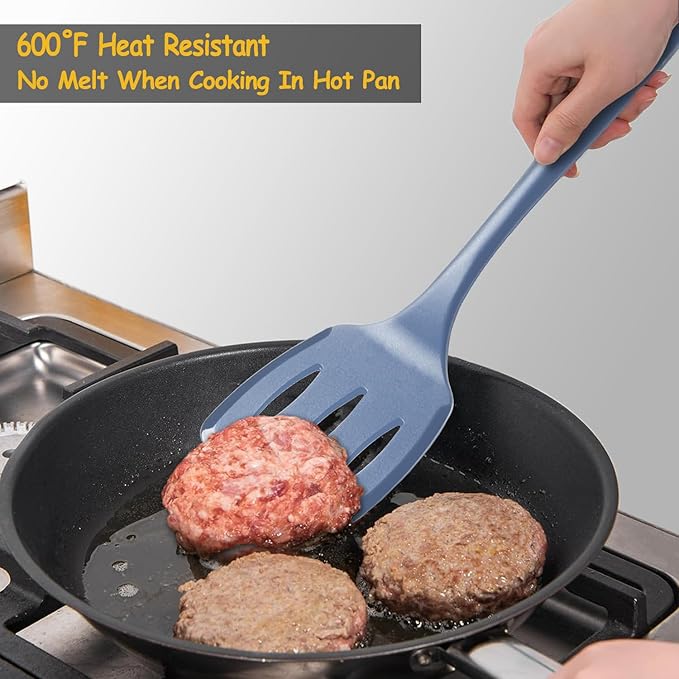 Silicone Spatula Set, 600째F Heat Resistant Silicone Spatula Turner Flipper for Cooking, Non Stick and Non Scratch Kitchen Utensils for Eggs & Pancakes, 4 Pack,Starry Blue