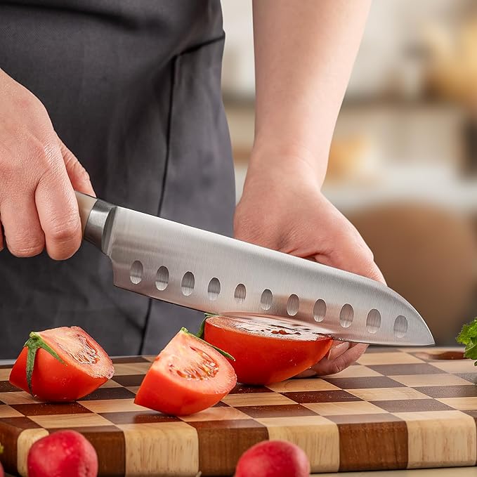 Knife Set, KUNYUAN 15 pieces Knife Sets for Kitchen,High Carbon German Stainless Steel Knife Block Set with Built in Sharpener Block,Dishwasher Safe Kitchen Knives, White