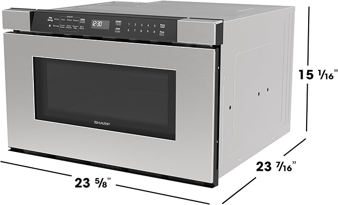 Sharp SMD2420MS 24-Inch Built-In Microwave Drawer Oven, 1.2 Cu. Ft, Stainless Steel, Touch Control Panel, Sensor Cook Technology, Under-Counter Installation