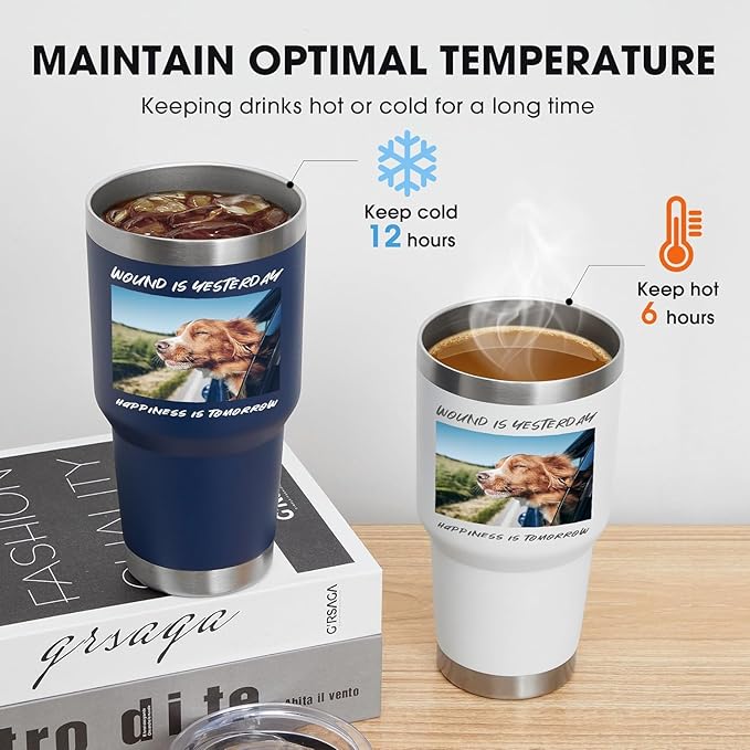 SMLIXE Personalized Coffee Tumbler Print in USA 30oz Stainless Steel Double Wall Insulated Coffee Cup With Text Photo Logo