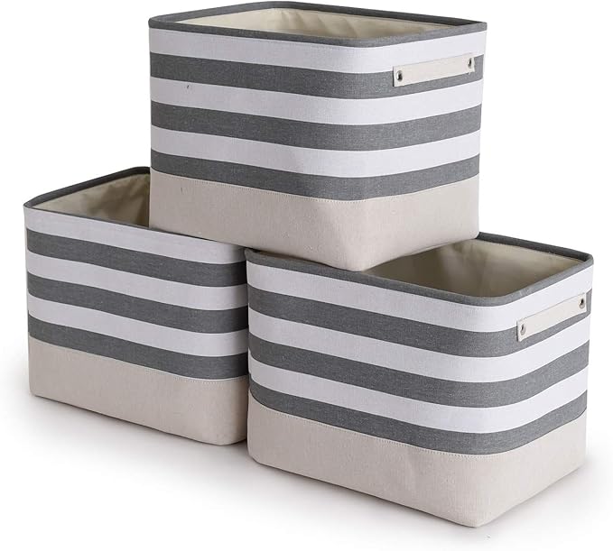 TheWarmHome Extra Large Cube Storage Bins Baskets for Organizing, Sturdy Fabric Storage Basket Cube W/Handles, Decorative Foldable Storage Baskets for Shelves Closet Nursery Toy (3 Pack 16횞12횞12inch)