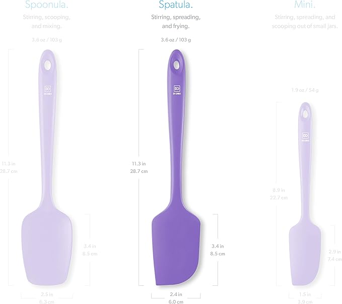 DI ORO Silicone Spatula - 600째F Heat-Resistant Rubber Kitchen Spatula for Baking, Scraping, & Mixing - BPA Free Nonstick Cookware Safe Flexible Utensil for Cooking - Dishwasher Safe (Lavender)