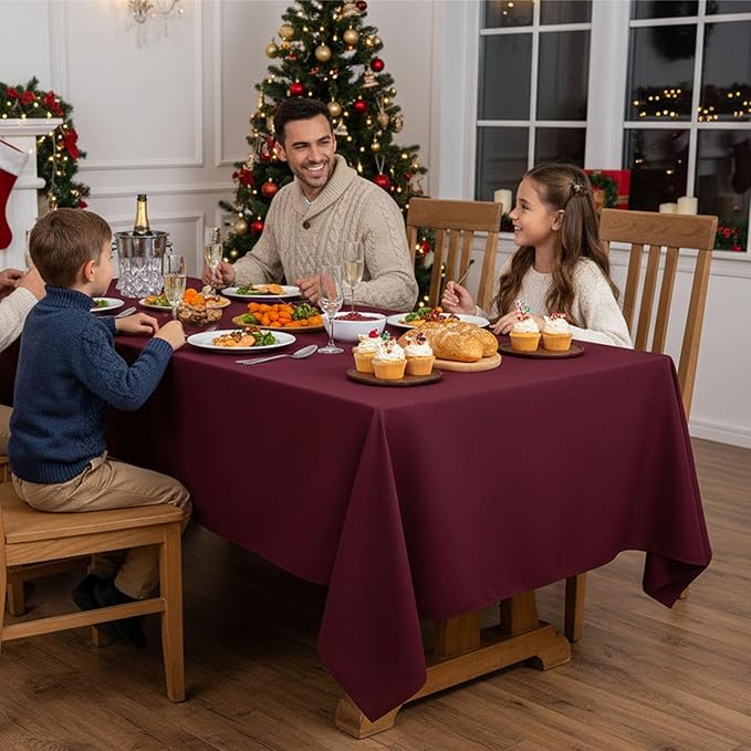 Fitable 8 Pack Table Cloth Rectangle Table: Stain and Wrinkle Resistant Tablecloth Rectangular, Washable Polyester Tablecloths for Wedding Party Dining Banquet Event Catering(Burgundy, 70x120 Inch)