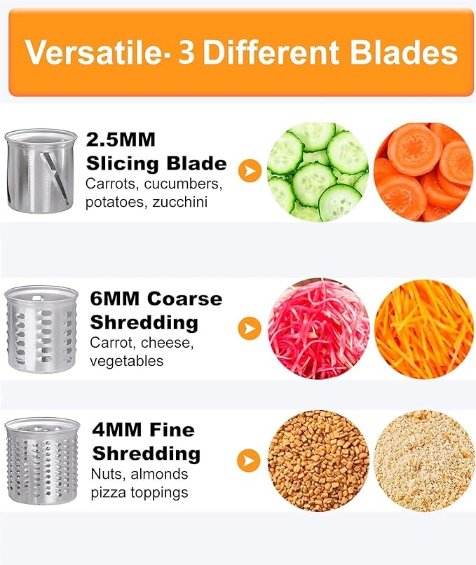 Fresh Prep Slicer Shredder Attachment for KitchenAid Stand Mixers, Stainless Steel Large Salad Maker,Cheese Grater Accessories with 3 Thick Blades,Dishwasher Safe