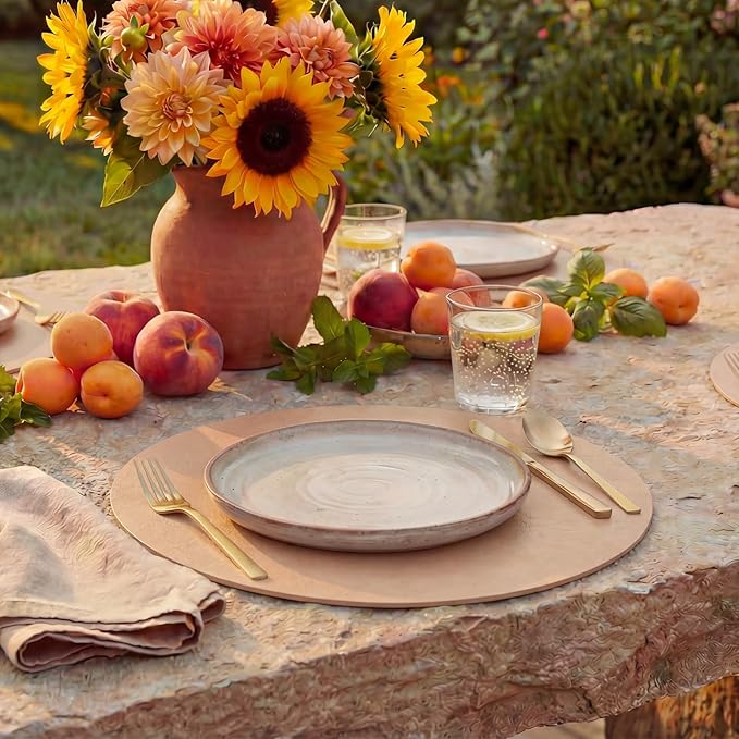 Artoid Mode Pink Faux Leather Placemats Set of 4, 15 Inch Waterproof Wipeable Heat Resistant Place Mats, Reversible Table Mats for Spring Kitchen Dining Decor