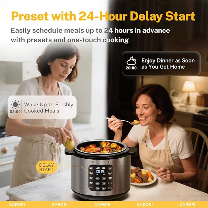 9-in-1 Electric Pressure Cooker, 1000W Instant Multi-Cooker with IMD Touchscreen, Olla de Presion, Non-Stick Pot, Rice Cook, Slow Cook, Steamer, Saut챕, Warmer, Safe Venting, Silver 8 Qt