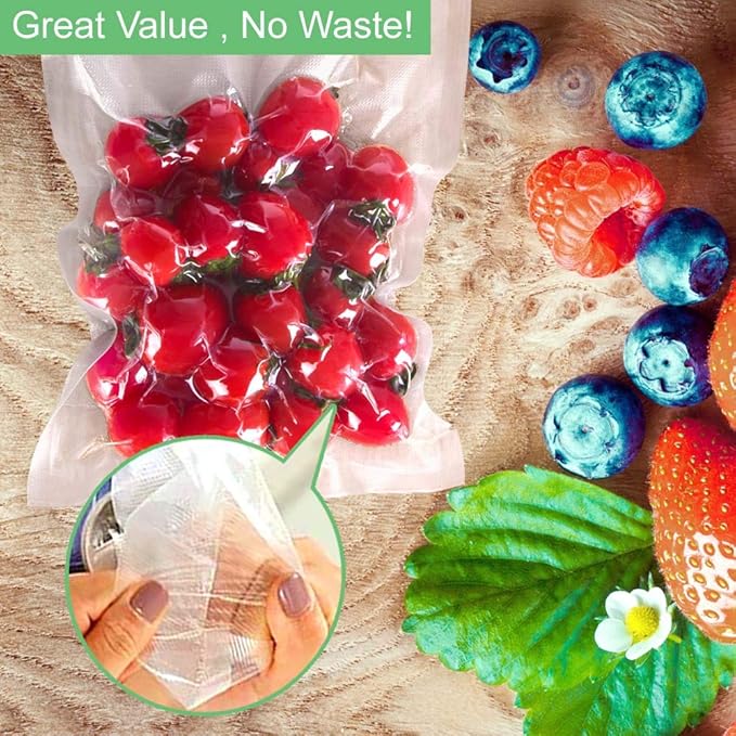 O2frepak 100 Count Vacuum Sealer Bags 50 of Each Size 50 Pint 6"X10"and 50 Quart 8"X12"BPA Free Sous Vide Seal a Meal Commercial Grade Vaccume Seal Pre-Cut Combo Pack Bag